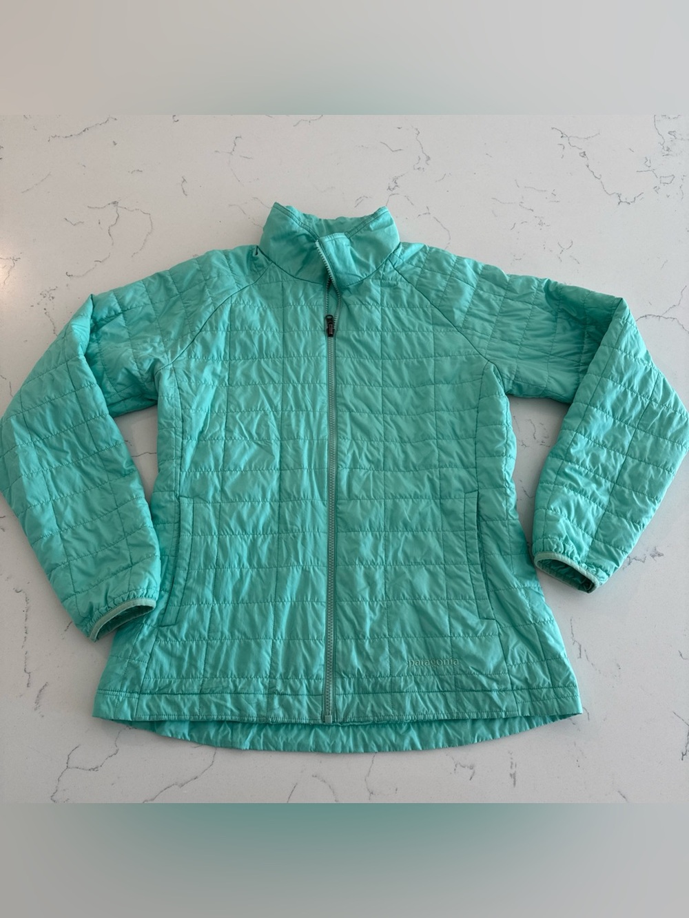 Patagonia Micro Puffer Jacket Womens Teal Blue Reversible Full Zip Quilted Layer
